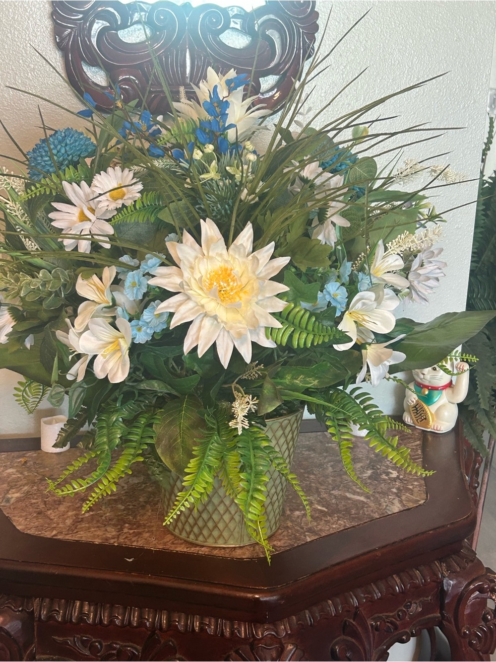 Floral Arrangement with White and Blue Blooms - Home Accents